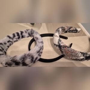 Eugenia Kim Trio Headbands. Velvet Black, Fury Gray Animal Print & Multi. Nice!